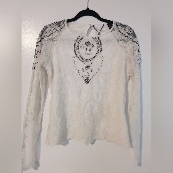 Y2K Beaded Lace Long Sleeve Top - Picture 2 of 5